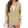 thumbnail image 2 of Yuyuzo Womens Hoodies Long Sleeve Full Zip up Basic Sweatshirts Drawstring Jacket Coat with Pockets, 2 of 7