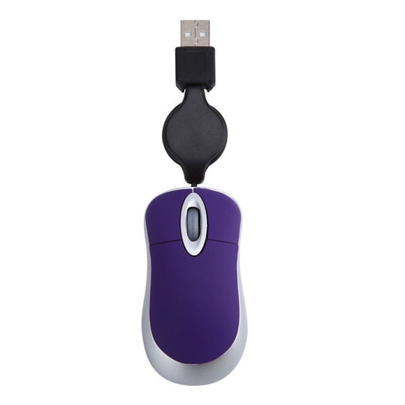 Baohd Computer Ultra-lightweight Mouse Wired Optical 1000 DPI Universal Telescopic Retractable Ergonomic Design Gaming Mice for Kids Purple