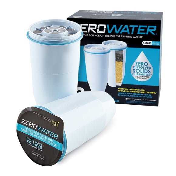 ZeroWater Official Replacement Filter - 5-Stage 0 TDS Filter Replacement - System IAPMO Certified to Reduce Lead, Chromium, and PFOA/PFOS,