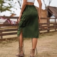 thumbnail image 4 of Mrat Jupe pour Femmes Jupe en Lin de Printemps et d'Été pour Femmes Robe de Travail en Denim avec Poche Jupe Midi Plissée Jupe Crochet Cache-Maillot Jupe Mini Jupe Décontractée Mi-Longue Vert Armée m, 4 of 6