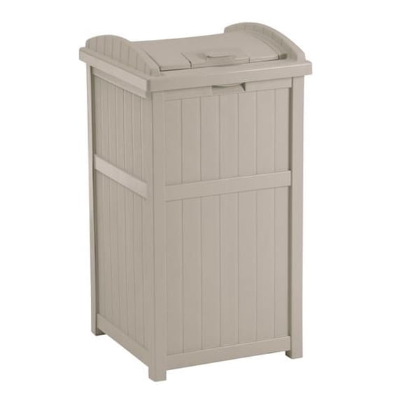 Suncast Trash Hideaway All-Weather Resin, 30–33 Gallon - Patio & Deck - Light Taupe