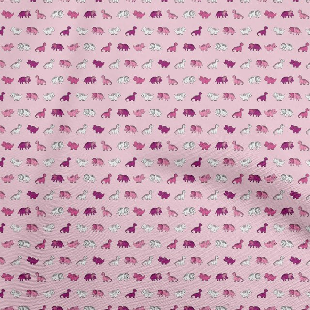 oneOone Polyester Spandex Light Pink Fabric Colorful Dinosaur Cartoon Sewing Material Print Fabric By The Yard 56 Inch Wide