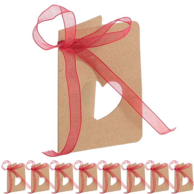 MasteelfCA 50pcs Tag Kraft Paper Tag with Red Rope Hollow Heart Shape Lable for Wedding Birthday Decoration