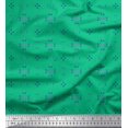 thumbnail image 1 of Soimoi Green polyester Crepe Fabric Lattice Geometric Printed Fabric 1 Yard 52 Inch Wide, 1 of 3