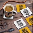 thumbnail image 3 of Inkdotpot Set of 6 Drink Coasters DecorativeNon,SlipCork Base4-inch Square PrintedCoastersEasy Clean- Quotes, 3 of 8
