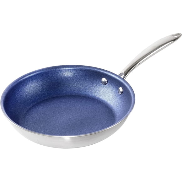 Granitestone Stainless Steel Blue 12 Inch Tri-Ply Nonstick Induction Fry Pan Dishwasher Safe
