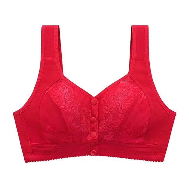 Bigersell Front Close Sports Bras for Women Daisy Bras Front Closure Bras for Older Women Bras for Older Women Front Closure Bra Front Closure R-12-Red M