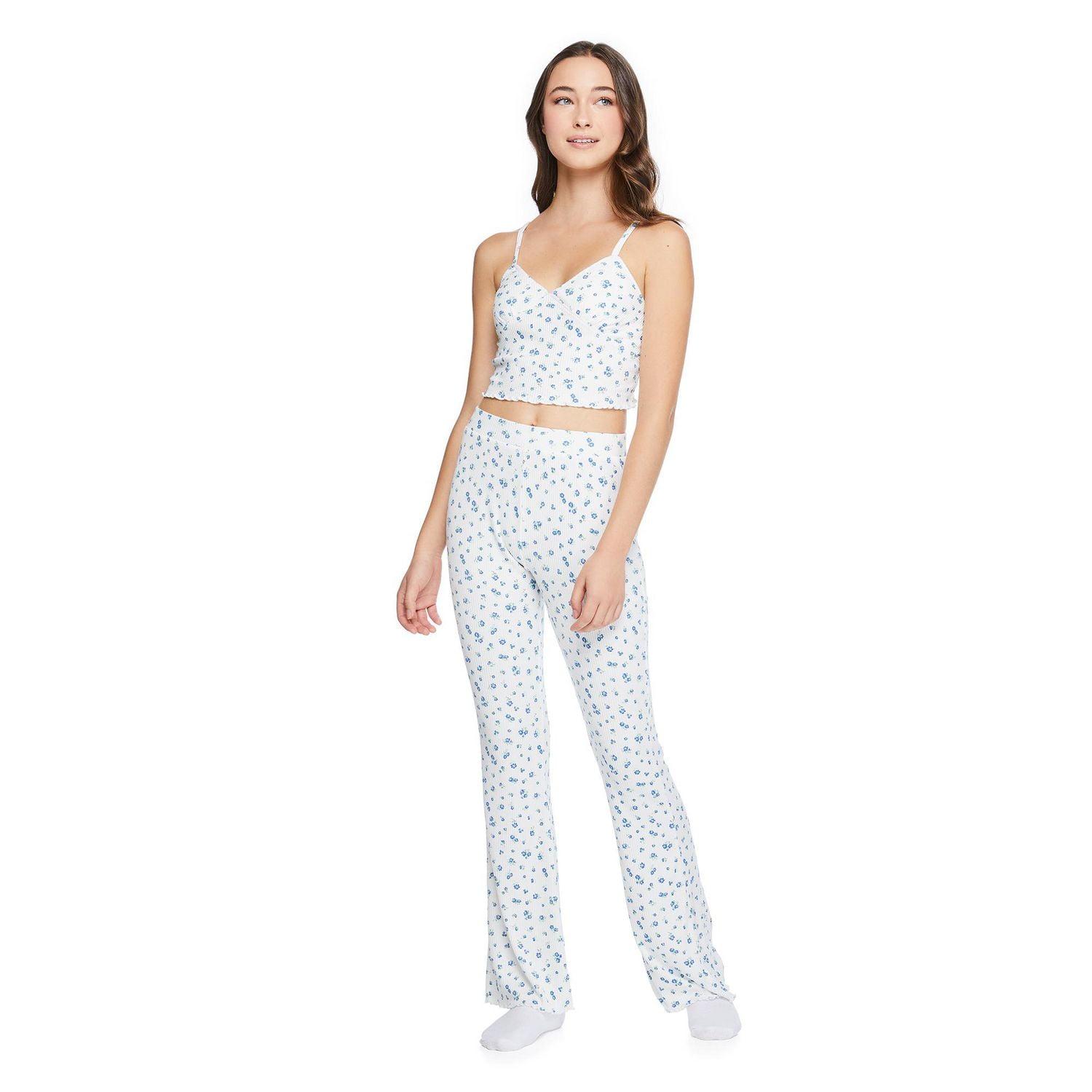 No Boundaries Women's Bralette Pajama 2-Piece Set