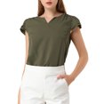 thumbnail image 1 of INSPIRE CHIC Women's Solid V Neck Cap Short Sleeves Work Blouse, 1 of 6