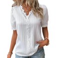 thumbnail image 1 of Blouse Décontractée à Manches Bouffantes à Rayures Verticales pour Femmes Style Élégant Tenue de Vacances, 1 of 7