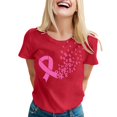 thumbnail image 1 of JIRNDf T-Shirt pour Femmes Hauts d'Été Tendance Rose Imprimé Manches Courtes Col Rond Mignon T-Shirts Graphiques pour Femmes Chemises Rouge TG, 1 of 5