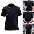 thumbnail image 2 of Chef Jacket Short Sleeve Cooking Short Sleeve Clothes Simple Chef Coat for Restaurant Black M, 2 of 9