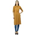 thumbnail image 1 of Phagun Kurti Tunique Unie en Coton Col Mandarin Kurta Blouse Ethnique Décontractée, 1 of 2
