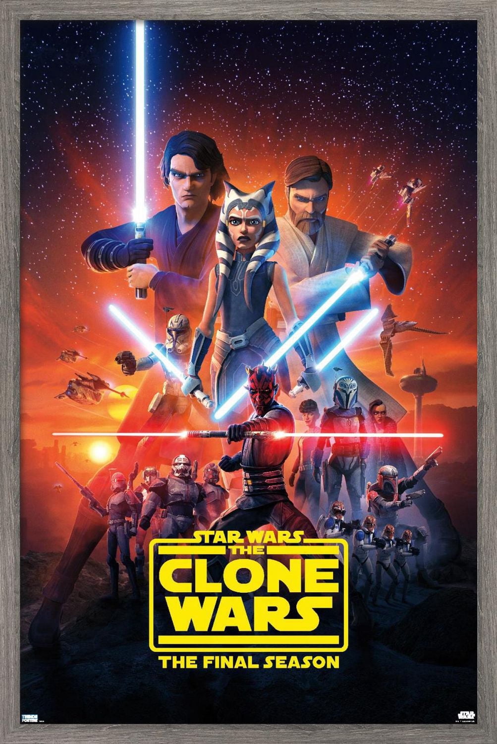 Star Wars: The Clone Wars - Season 7 Key Art Wall Poster with Push Pins, 14.725" x 22.375"