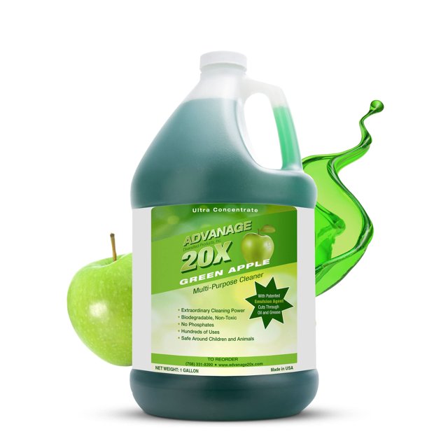 All Purpose Cleaner Concentrate - Advanage 20X The Wonder Cleaner Green Apple for All Surfaces Around Bathroom, Kitchen, Oil and