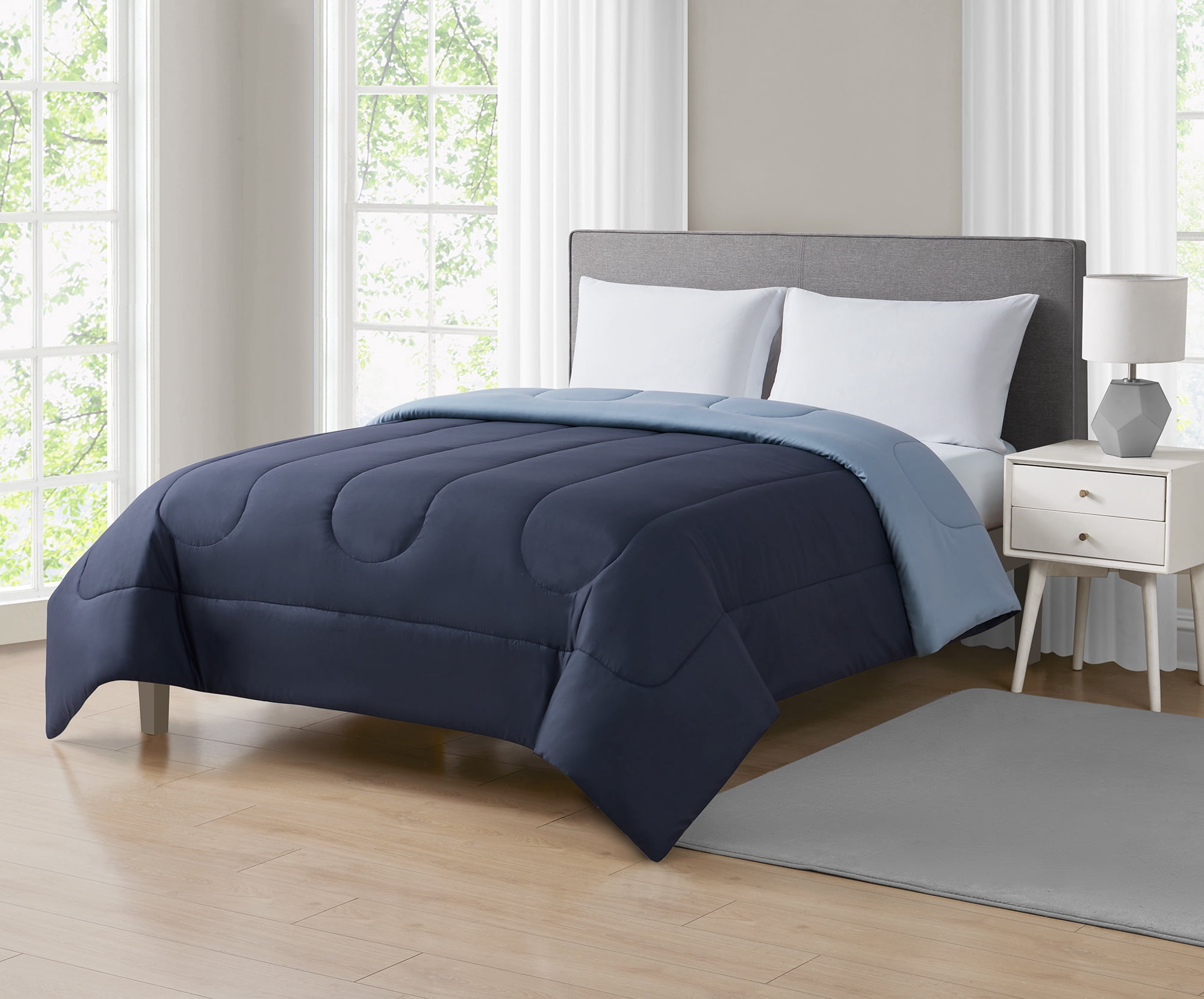 Mainstays Navy Reversible Comforter Double/Queen