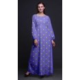thumbnail image 2 of Bimba Robe Maxi à Manches Longues pour Femmes en Georgette Mousse Imprimée de Feuilles et d'Anémones, Taille Élastique - X-Grand, 2 of 5