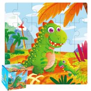 EGNMCR Wooden Paper Box With 24 Of Small Puzzle Transportation Dinosaur Children's Early Education Cognition Puzzle Portable Gift Box Toys Wooden Puzzle Birthday Gifts for Kids