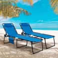 thumbnail image 1 of Costway 2 PCS Folding Chaise Lounge Chair Portable Sun Lounger with Adjustable Backrest Navy, 1 of 8