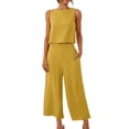 thumbnail image 1 of Birdeem Ensemble Mode Femme 2 Pcs Blouse Sans Manches Col Rond + Pantalons à Poches Amples, 1 of 7