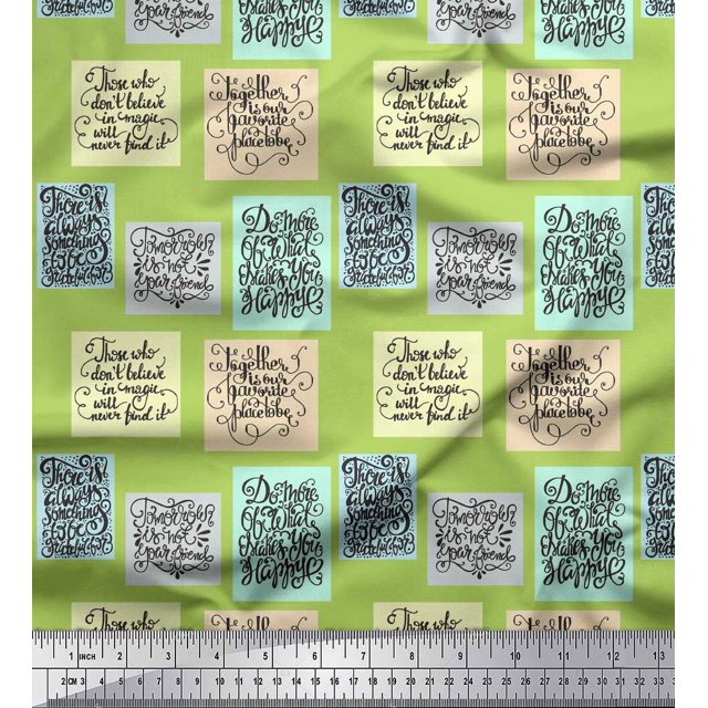 Soimoi Green Rayon Fabric Motivational Quotes Text Decor Fabric Printed Yard 56 Inch Wide