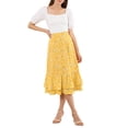 thumbnail image 2 of Unique Bargains Women's Floral Print Elastic Waist Ruffle Hem Midi Skirt, 2 of 8