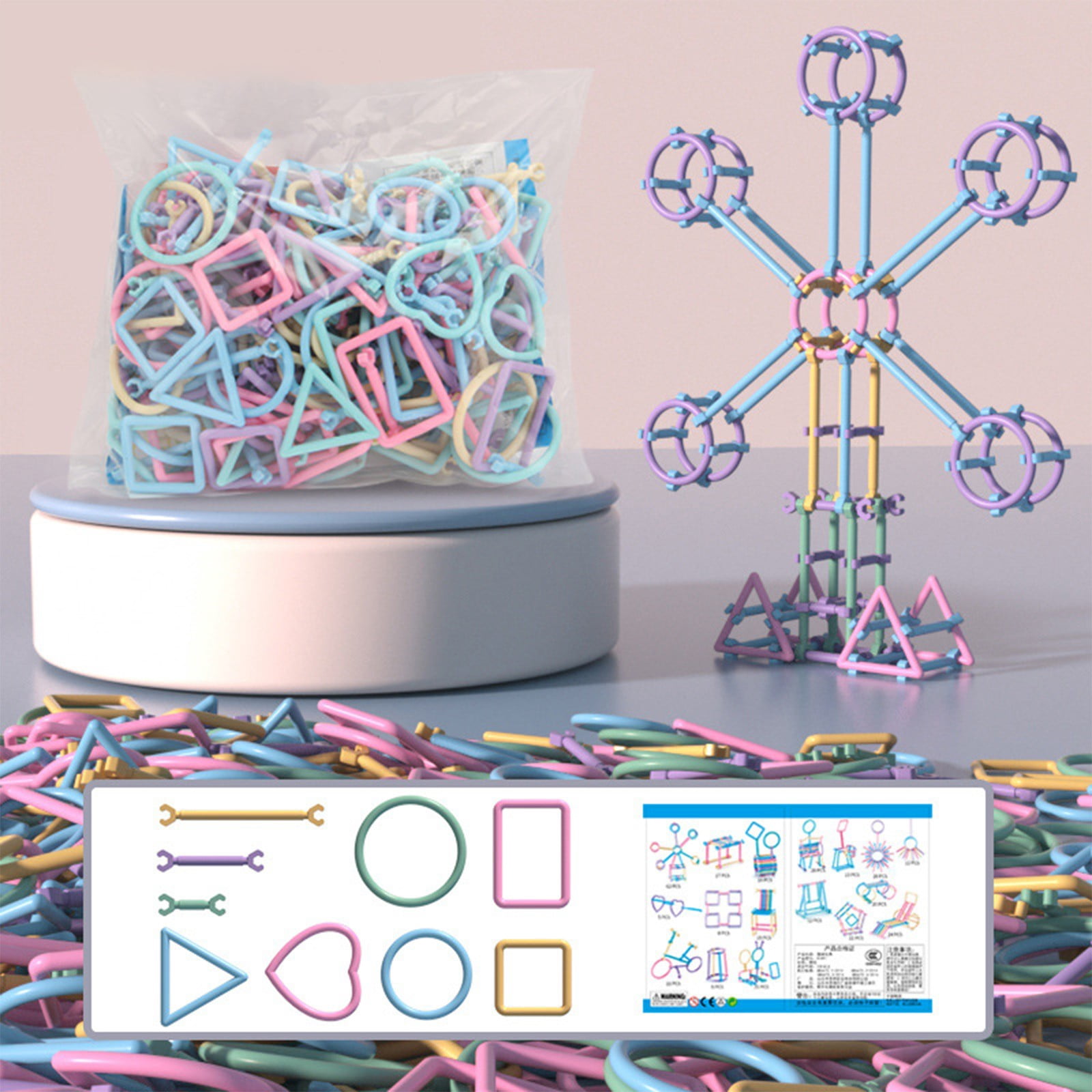 Apmemiss Clearance 420Pcs Building Toy Building Blocks Different Shape Educational Construction Engineering Set 3D Puzzle, Interlocking Creative Connecting Kit, Great Toy for Both Boys and Girls