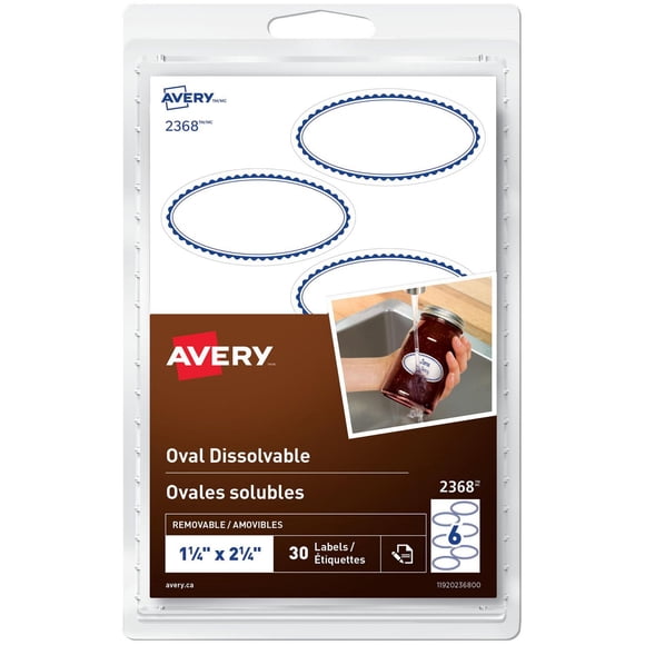 Avery Dissolvable Oval Labels, Handwrite, 1¼" x 2¼" - 2368