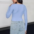 thumbnail image 4 of MeetoTime Womens Ribbed Long Sleeve Scoop Neck Tops Slim Basic Cropped Tees Fall Pullover Shirts, 4 of 7