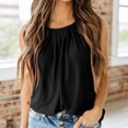 thumbnail image 1 of Qertyioot Femmes Été Casual Couleur Unie Col Rond Manches Tops Lâches Merci Chemisiers, 1 of 5