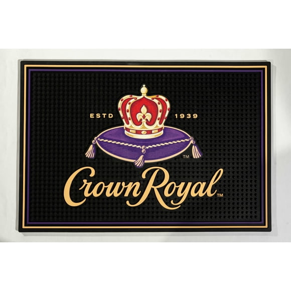 Tapis de Bar en Caoutchouc Crown Royal pour Comptoir, 18 x 12 pouces, Tapis pour Boissons avec Logo Couronne Emblématique pour Bar Maison