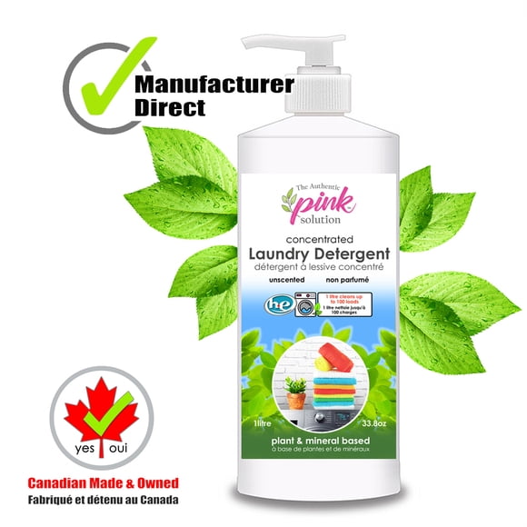 Pink Solution Concentrated Laundry Detergent Unscented, 1L, up to 100 Loads