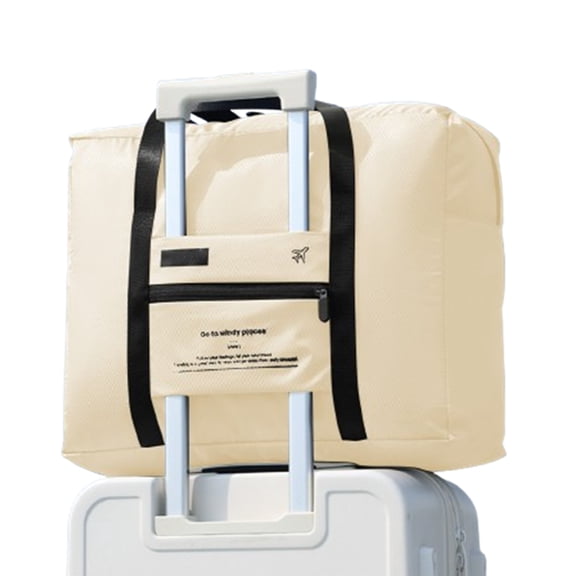 Djiypn Valise Cabine Pliable 17x14x7 Sac de Voyage Pliable Fourre-Tout Bagage Cabine Sac de Sport - Nuitée pour Femmes et Hommes - Blanc