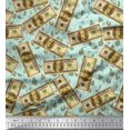 thumbnail image 1 of Soimoi Georgette Viscose Fabric Dollar Currency Note & Leaves Fabric Prints by Yard 42 Inch Wide, 1 of 3
