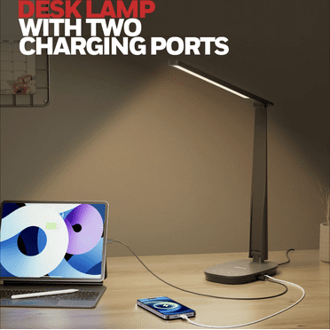 Honeywell HWT-H2 Sunturalux Lampe de Bureau à DEL pour l'Étude, Style Moderne, Lumière Respectueuse des Yeux CRI94, à Intensité Réglable, 4 Modes de Couleur, Pliable, USB A+C, Noir