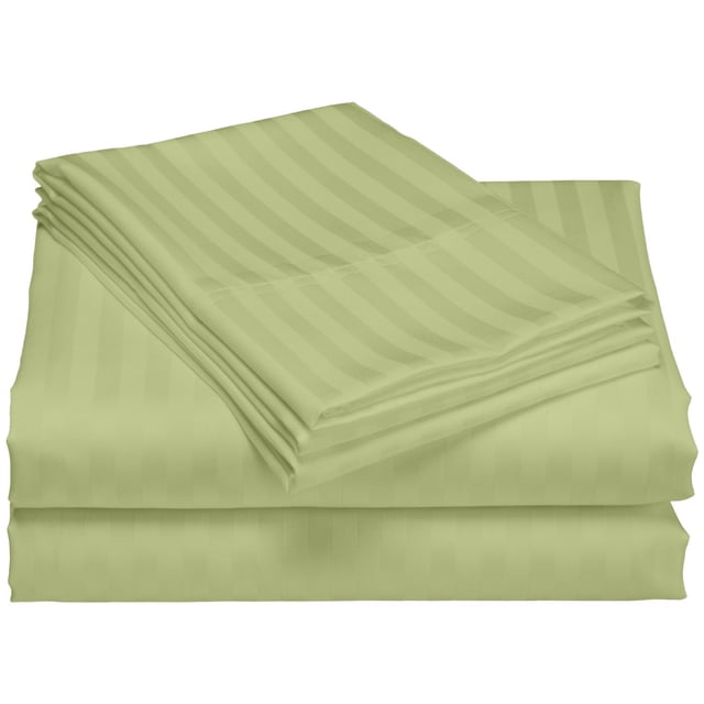 Hotel Collection 1200 Super Soft & Wrinkle Free Luxurious Stripe 6-Piece Sheet Set (Full, Sage)