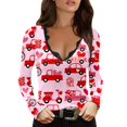 thumbnail image 2 of MesaSe Haut Décontracté pour Femmes, Imprimé de la Saint-Valentin, Col en V, Manches Longues, 2 of 4