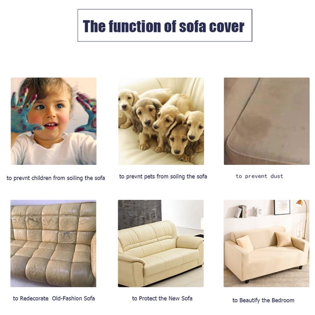 kurtrusly Solid Color Sofa Cover Elastic Couch Dust-proof Anti-slide Slipcover 1/2/3/4 Seater Covers Protector Full Coverage Navy S