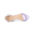 thumbnail image 4 of BLISSFUL STEP Open Toe High Heel Ankle Strap Satin Block Heels Sandals for Women Light Purple 8, 4 of 6