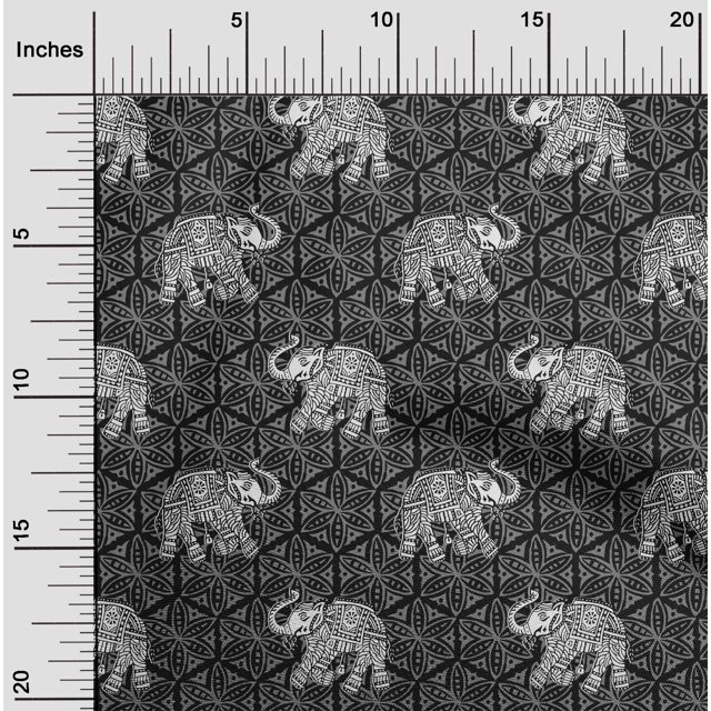oneOone Georgette Viscose Fabric Elephant Block Fabric Prints By Yard 42 Inch Wide