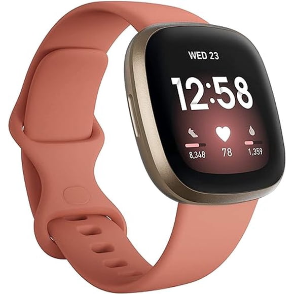 Fitbit Versa (3e Gén) Montre Intelligente / Boîtier en Aluminium Or Doux avec Bracelet en Argile Rose, Taille Unique (Bracelets S & L Inclus) / Boîte Ouverte