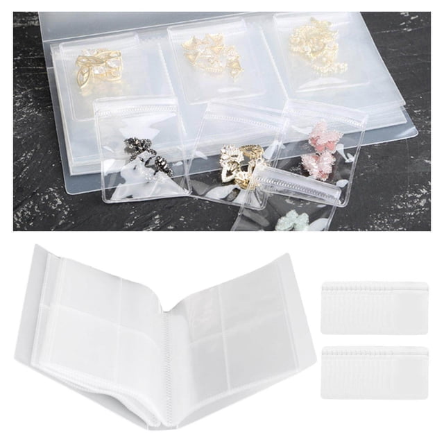 facefd PVC Jewelry Storage Organizer for Earrings Album Cards 160Grids 30 Bags 35g