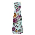 thumbnail image 5 of SMihono Robe Maxi Bohème d'Été pour Femmes Grande Taille Mode Décontractée d'Été Sans Manches à Col en V Robe Imprimée à Fermeture Éclair Robe pour Femmes Longues Robes Robe de Plage Évasée, 5 of 5