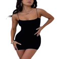 thumbnail image 4 of Femmes Été Bodycon Mini Robe Couleur Unie Spaghetti Sangle Backless Coupe Basse Clubwear Robe Courte, 4 of 6