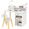 thumbnail image 1 of Qaba Ensemble de Bureau et Chaise pour Enfants 2 Pcs avec Rangement et Étagères, Vert, 1 of 10