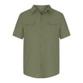 thumbnail image 3 of Chemises Décontractées pour Hommes en Coton et Lin Uni à Double Poche à Manches Courtes, 3 of 7