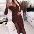 thumbnail image 1 of UPPADA Robe de Cocktail pour Femmes à Manches Longues Robe d'Invitée de Mariage Fente Latérale Jolie Robe Formelle Évasée Taille Haute Robe de Fête Robe de Bal Robe de Cocktail Liquidation, 1 of 6