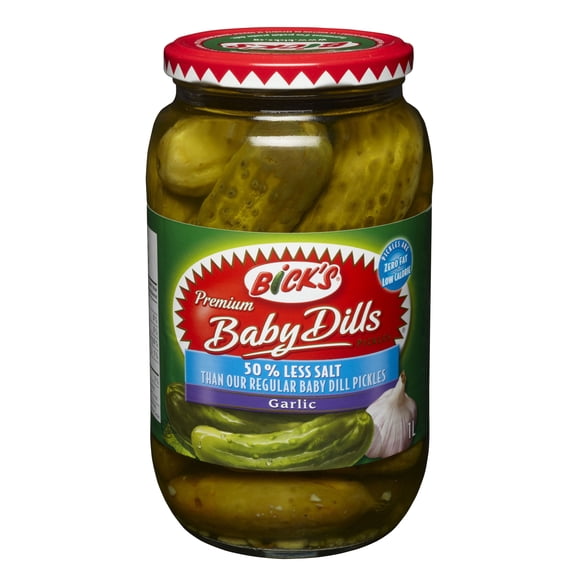 Bick's® 50 % Moins de Sel Petits Cornichons à l'Aneth à l'Ail