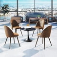 thumbnail image 2 of Homy Casa Modern 2-Pack Accent Chair Set, Armless Round Back, Brown Faux Suede Upholstered, 2 of 9