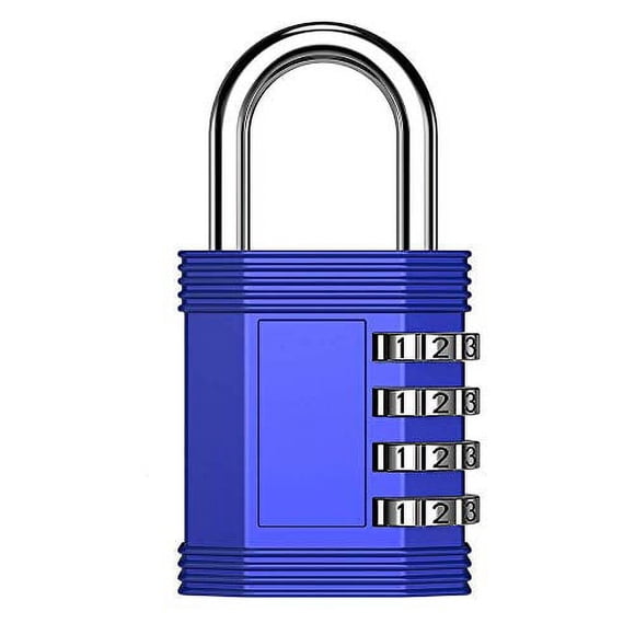 Serrure Combinée ZHEGE, Cadenas Étanche Extérieur à 4 Chiffres pour Casier de Gymnase Scolaire, Clôture, Portail, Boîte à Outils (Bleu)